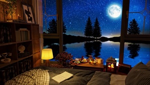 唯美流星月夜卧室