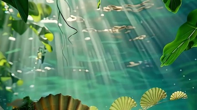 护眼海底贝壳带鱼屏