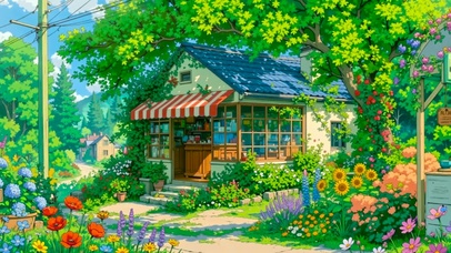 绿荫林间小屋