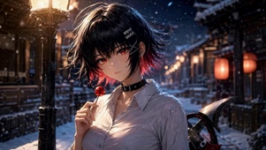 雪夜红瞳少女