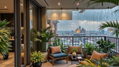 【雨景】宽敞的阳台