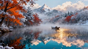 冬天的湖泊美景