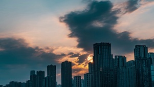 8K城市建筑群天空云彩