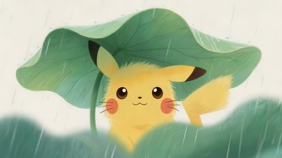 荷叶躲雨皮卡丘