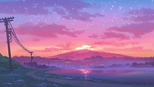 4K唯美治愈动漫乡村风景插画
