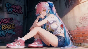 可爱彩发少女