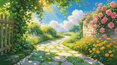 晴日蔷薇花径