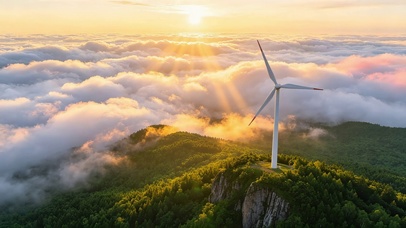 山间夕阳