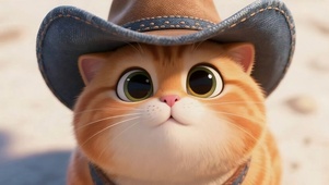 戴牛仔帽的呆萌小猫