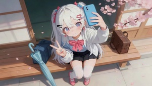 樱花木屋前女孩