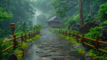 雨天深山木屋