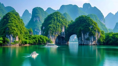 绿色桂林山水护眼