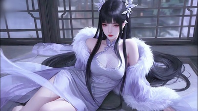 雪纺罗纱紫衫少女