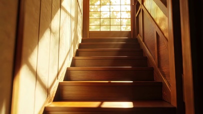 室内午后阳光静谧楼梯