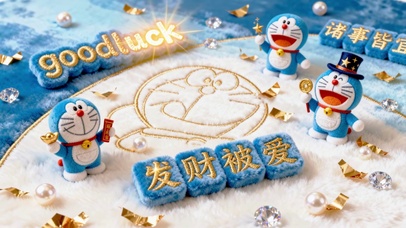 动漫哆啦A梦文字祝福发财被爱