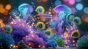 梦幻发光海底水母世界