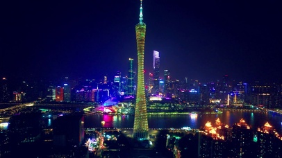 4k广州夜景地标建筑小蛮腰