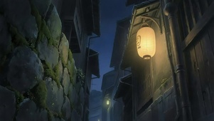 静谧古镇街巷夜景