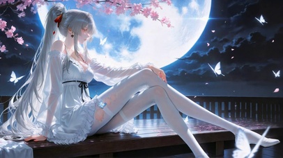 月下樱花银发美少女绯雪