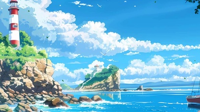 海景树木电塔带鱼屏