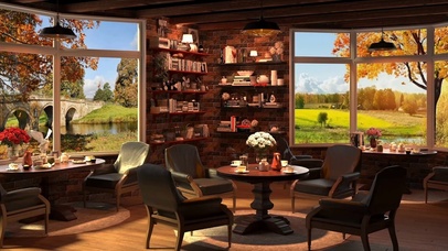 秋季早晨咖啡厅