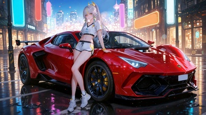 霓虹都市超跑二次元美少女