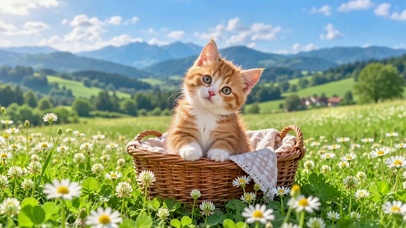 山野花田可爱橘猫