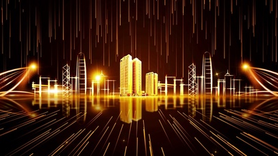 唯美金色城市线条