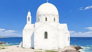 蓝天阳光海边建筑