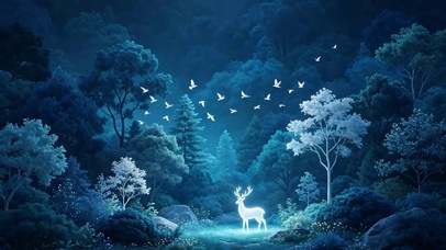 夜景山中麋鹿
