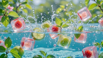 清新夏日水果冰块