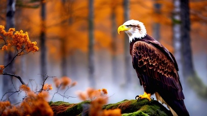 秋日森林中的雄鹰