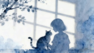 影子女孩和猫咪
