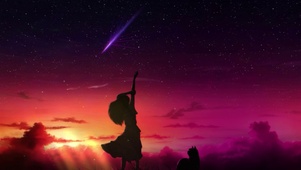 夕阳与少女