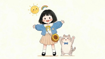 女孩与可爱猫咪