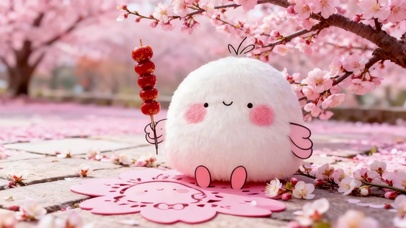 可爱樱花树下小团子