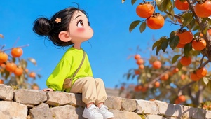 可爱的丸子头女孩