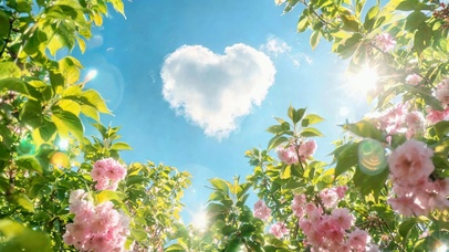 樱花爱心云晴空春日美景