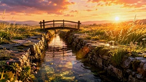 夕照溪桥