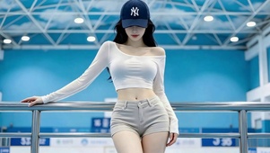 运动场棒球帽美女