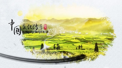 水墨古风传承山水田园稻田美景