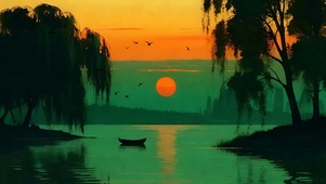 夕阳树木