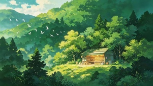 唯美的绿色山间