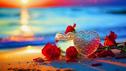 海边的琉璃之心与玫瑰
