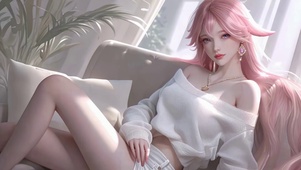 清纯甜美粉色女孩