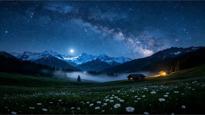 浪漫星空下的小屋