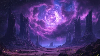 星夜宏伟岩石戈壁秘境