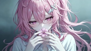 粉发拈花少女