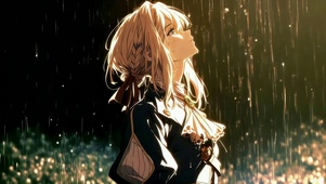 下雨忧郁少女