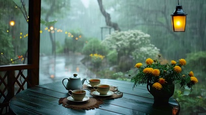 雨天品茶